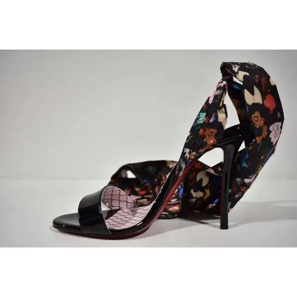 Christian Louboutin Fetish Du Desert 100 Black Lace Up Tie Sandal Heel Pump 39.5 - Picture 8 of 12